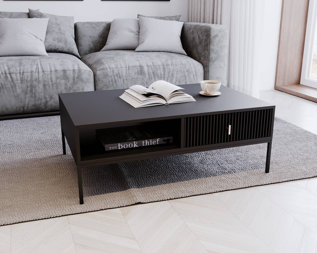 WIPMEB Couchtisch MAGGIORE schwarz B/H/T: ca. 104,2x39,9x68 cm