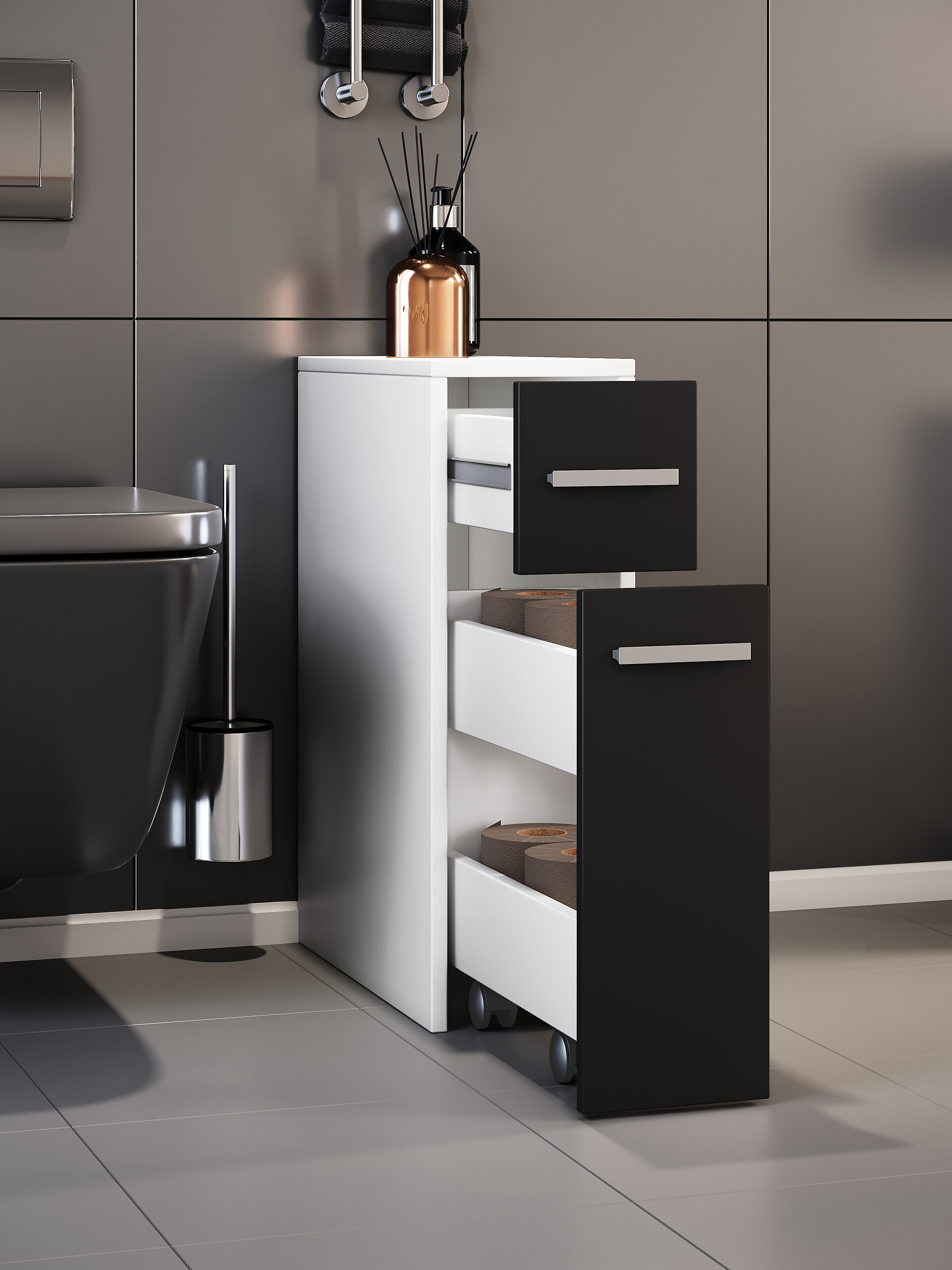 Unterschrank Zalo weiß schwarz B/H/T: ca. 20x61x45 cm