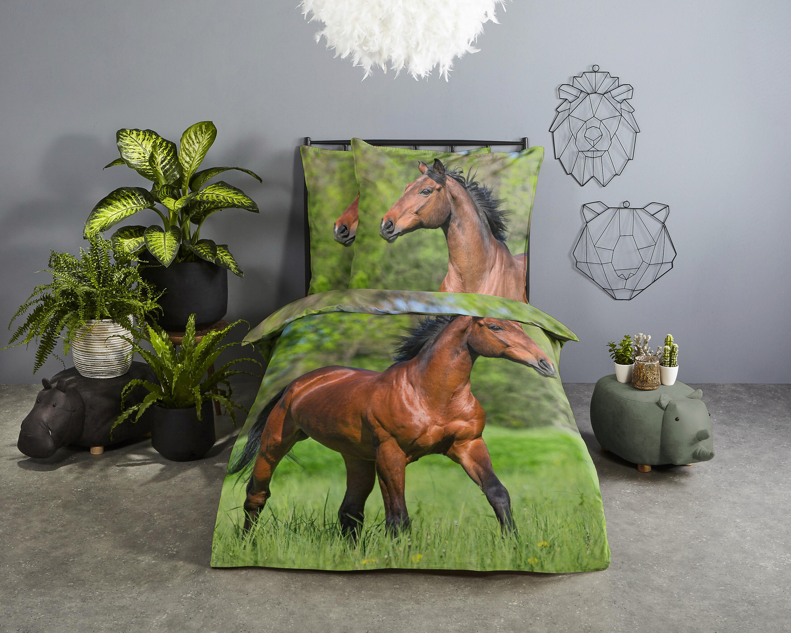 Baumwoll Bettwäsche Running Horse Renforce