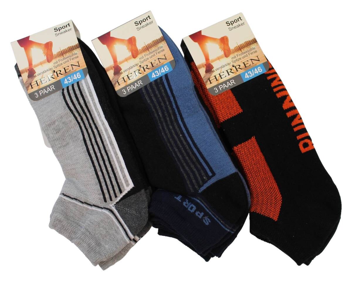 Herren-Socken sortiert 3 Packstücke Größe 43-44