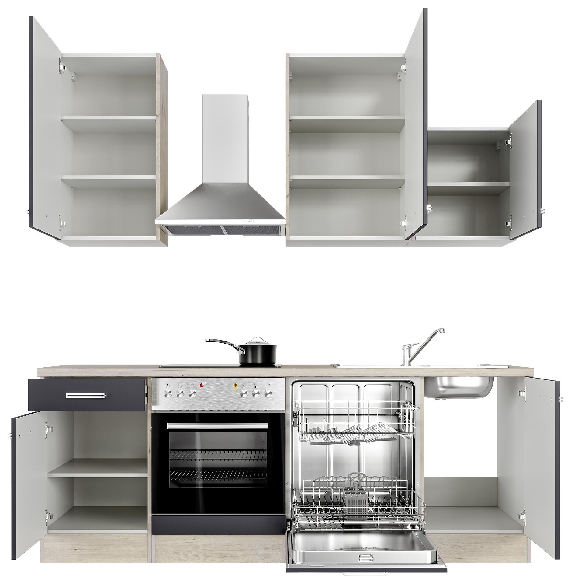 Küchenblock Elva anthrazit strukturiert B/H/T: ca. 220x234x60 cm