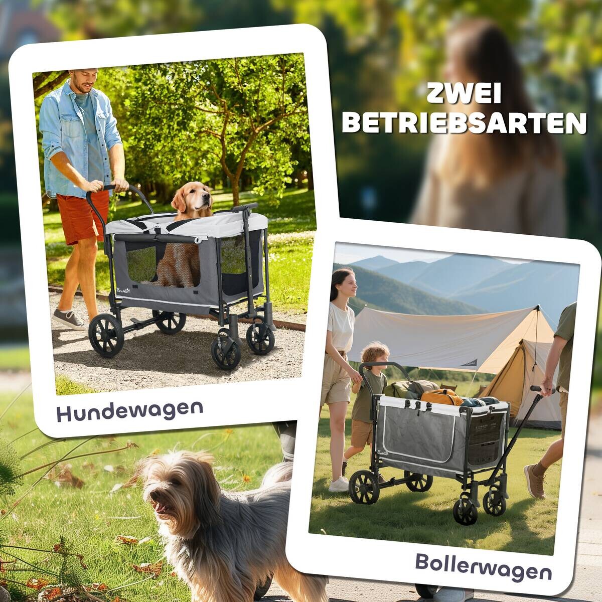 PawHut Hundewagen dunkelgrau Stahl B/H/L: ca. 65x102x110 cm