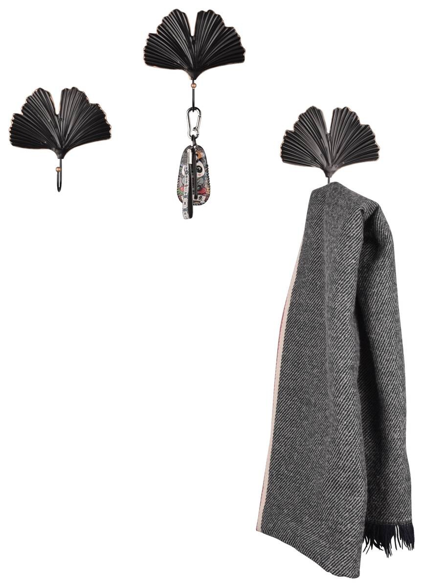 Garderobenhaken Merle schwarz gold Optik Metall B/H/T: ca. 15x15x4 cm