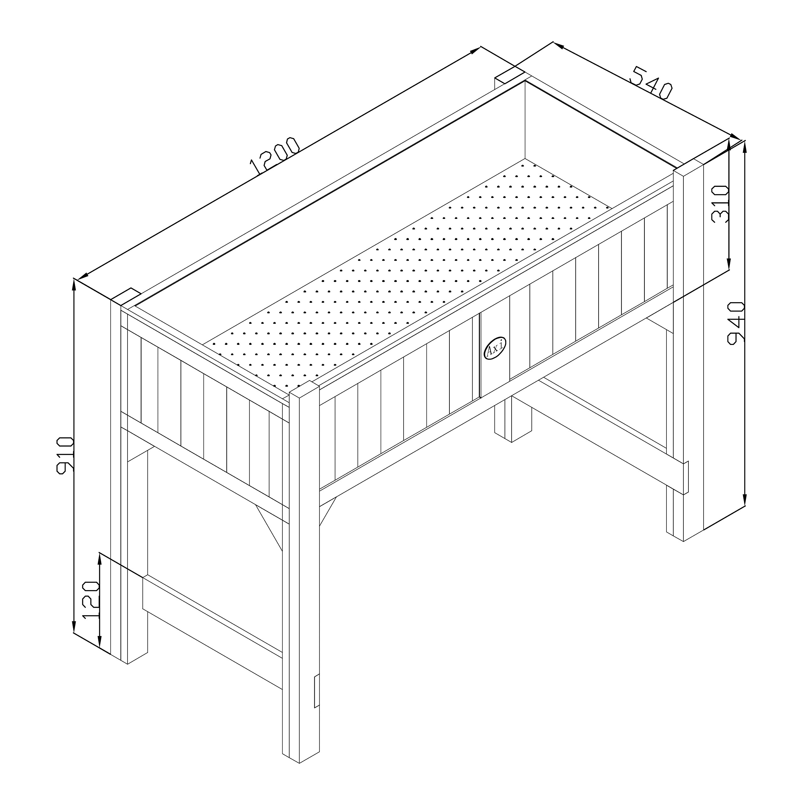 AXI Hochbeet B/H/L: ca. 54x90x120 cm
