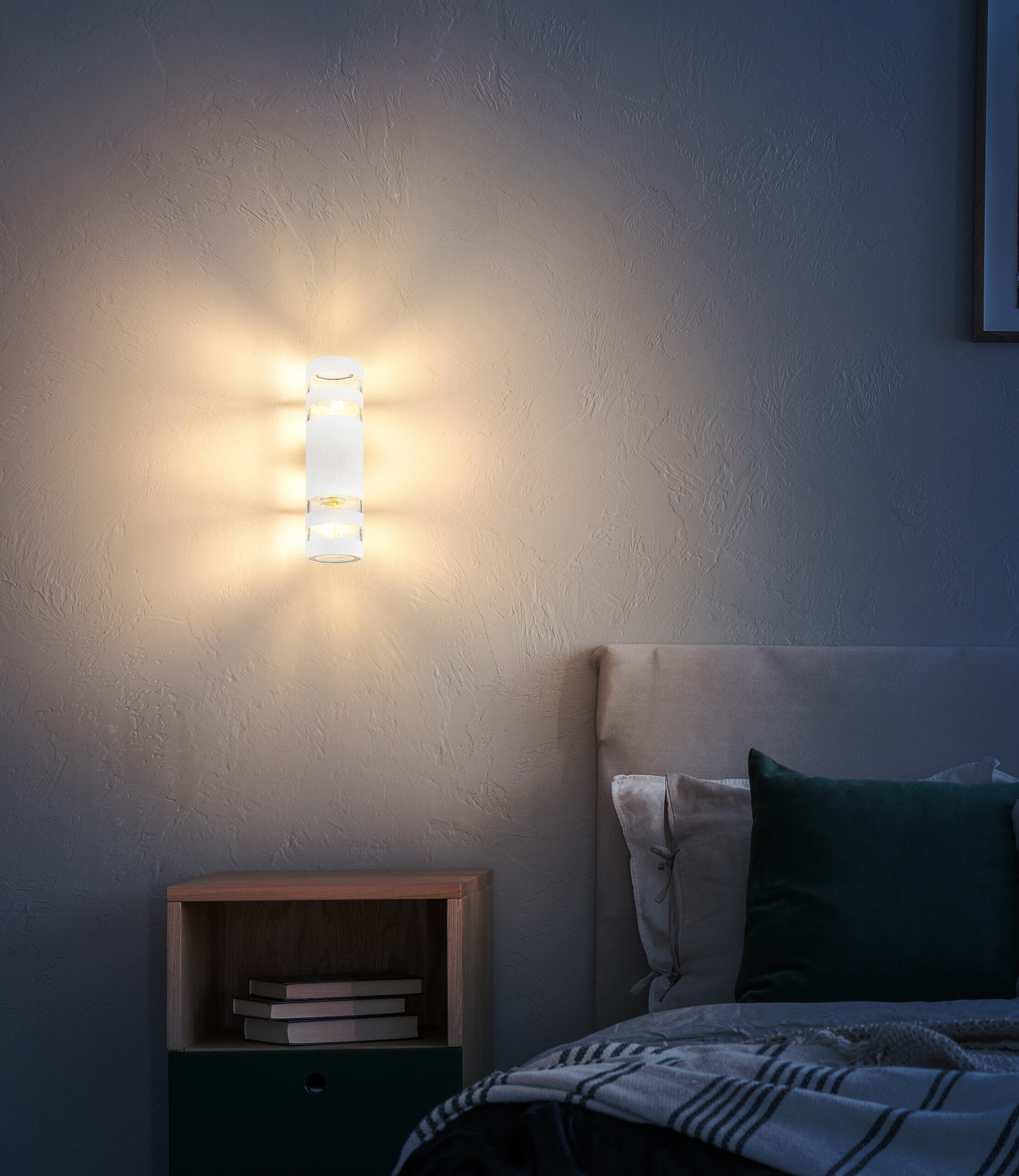 GLOBO Wandleuchte weiß klar Kunststoff Glas B/H: ca. 6,5x22 cm E27 2 Brennstellen