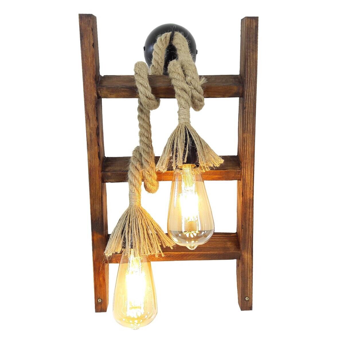 Opviq Wandleuchte nussbaum Kiefer B/H/L: ca. 25x23x45 cm E27 1 Brennstellen