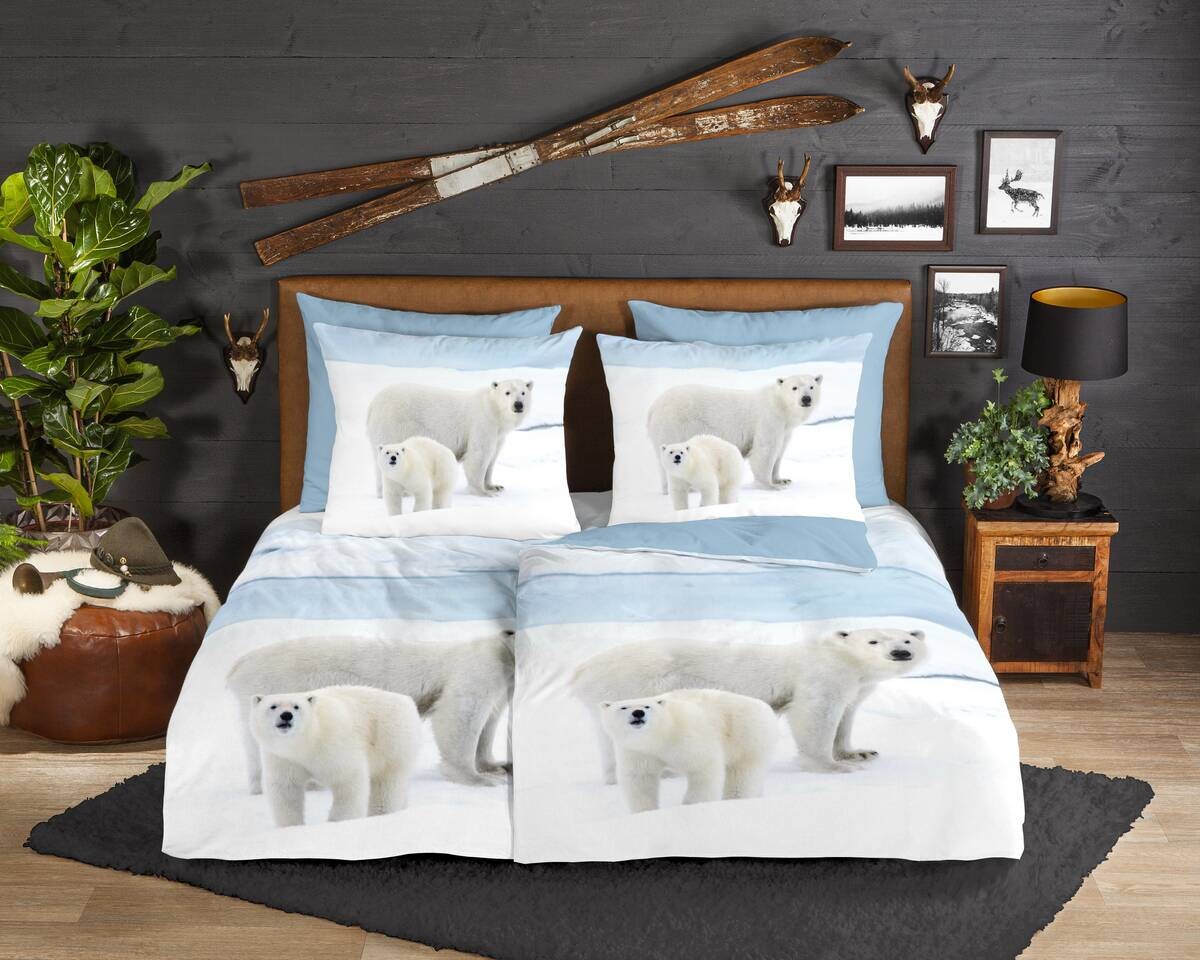 Baumwoll Bettwäsche Care Flanell blau Baumwolle B/L: ca. 135x200 cm