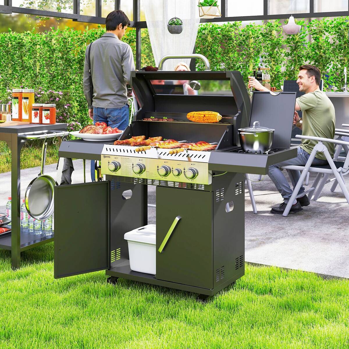 Outsunny Gasgrill Kunststoff B/H/L: ca. 54x110x135 cm