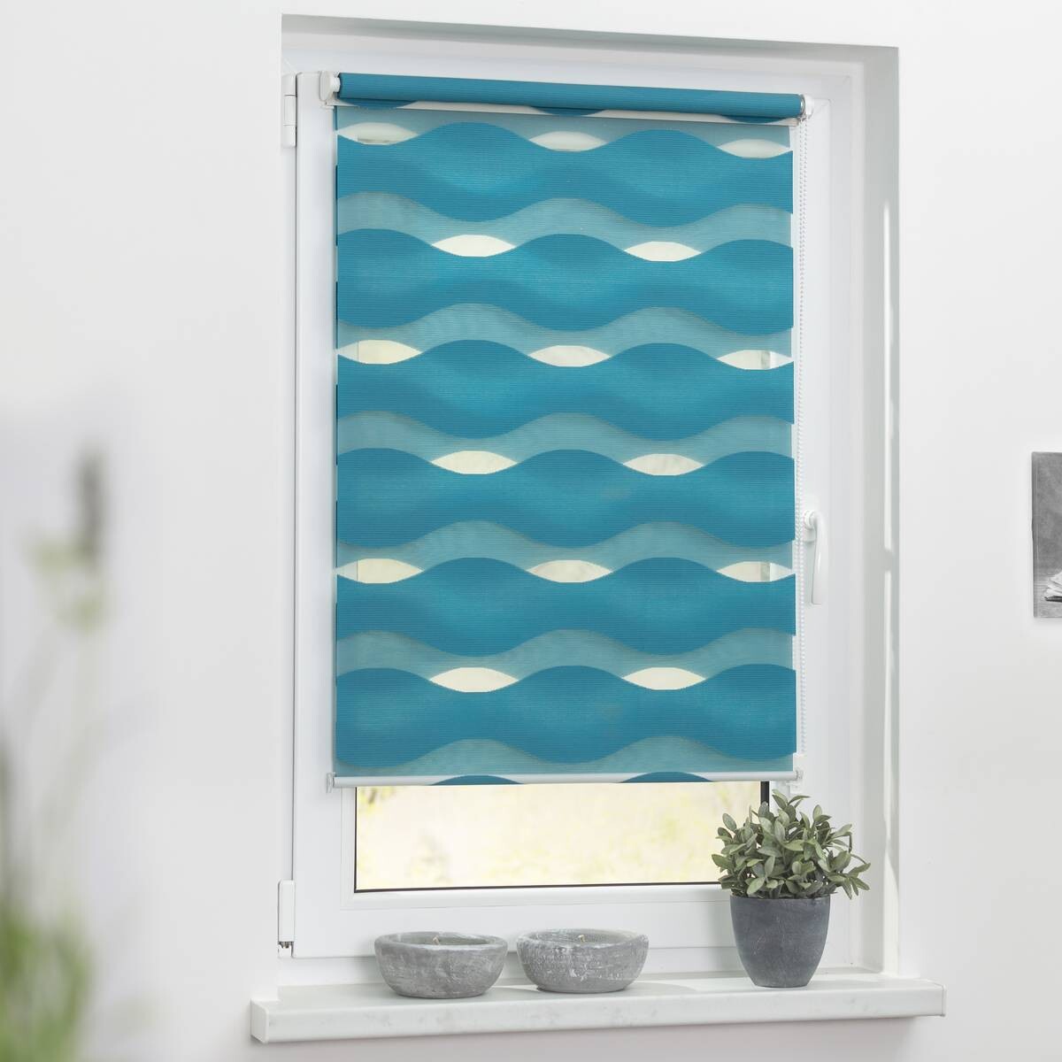 LICHTBLICK Doppelrollo Duo Welle petrol B/L: ca. 100x150 cm