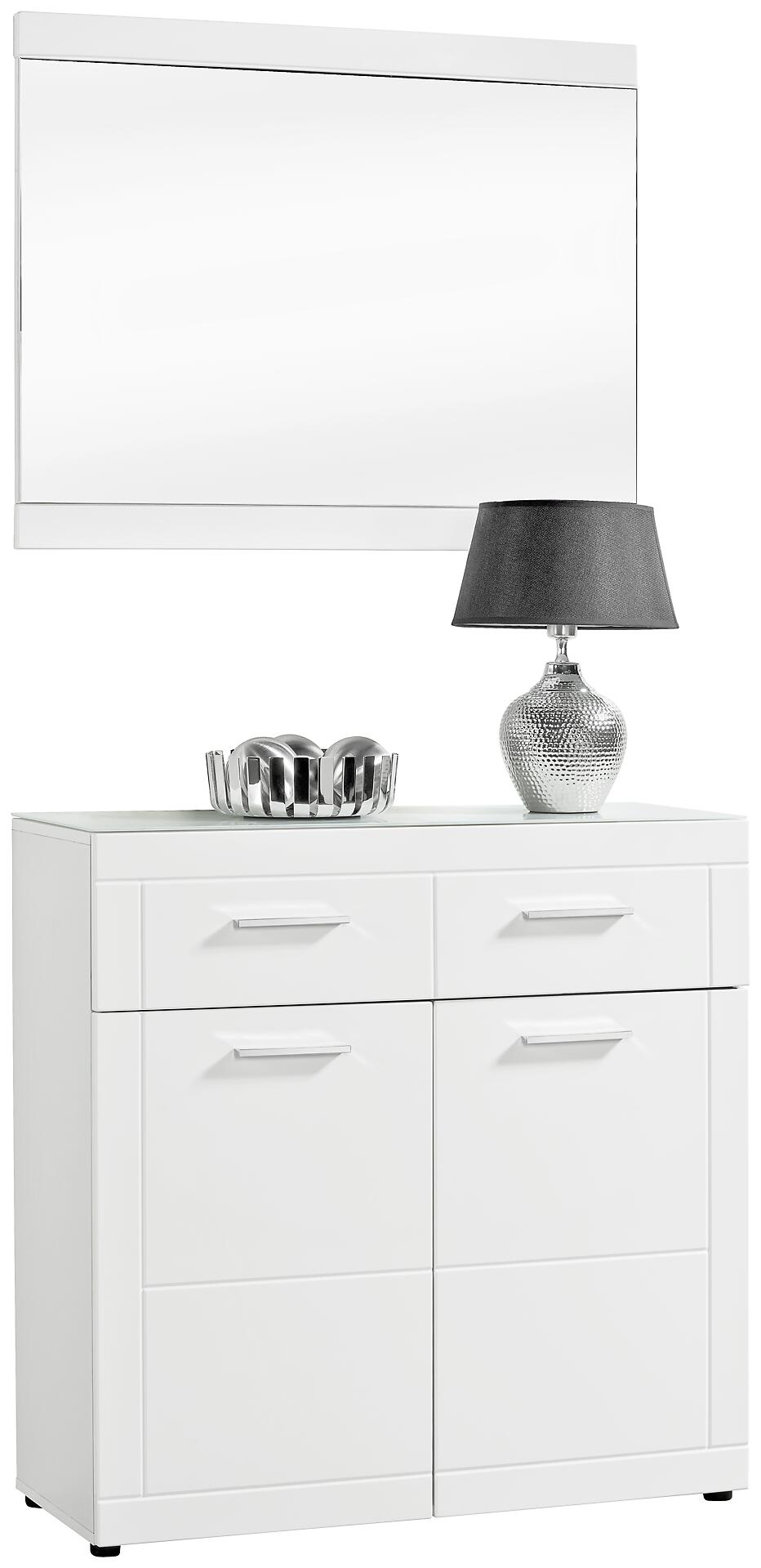 Schuhkommode Atlanta weiß weiß Hochglanz B/H/T: ca. 90x91x35 cm