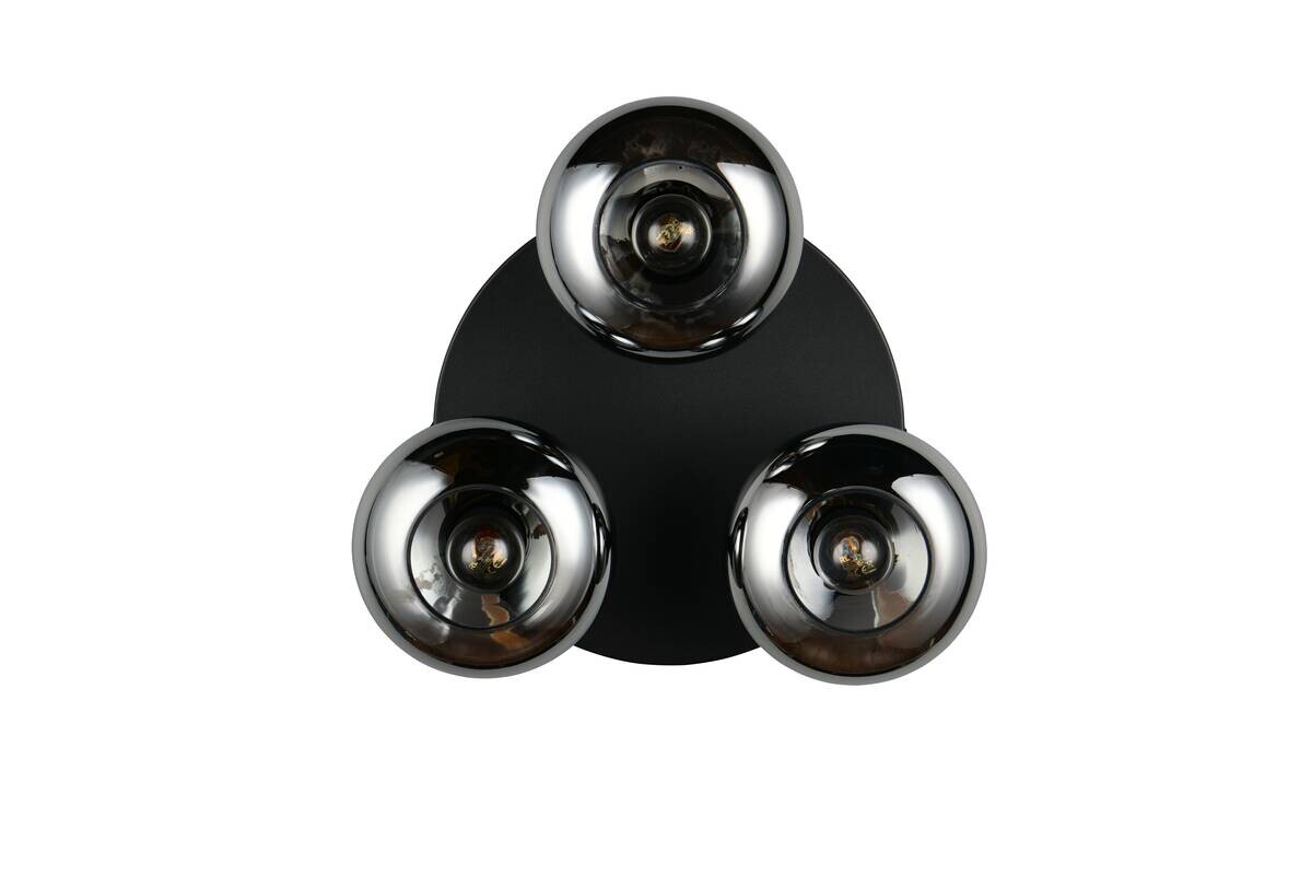 Reality Leuchten Deckenleuchte Divina mattschwarz Rauch Metall D: ca. 39 cm null 3 Brennstellen