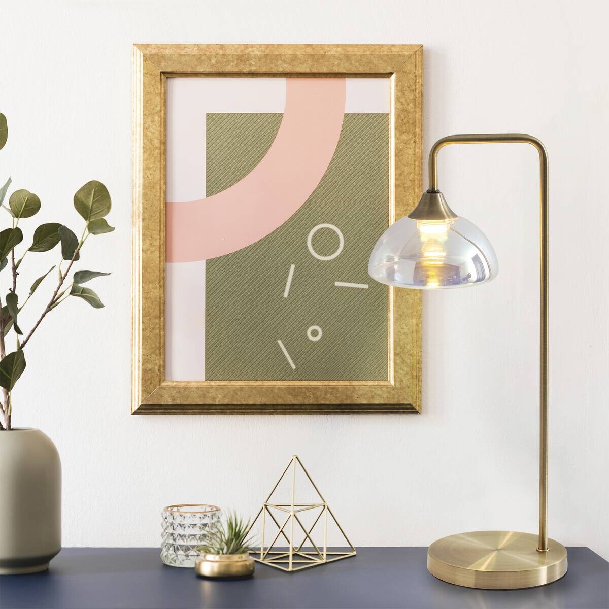 Näve Leuchten Tischleuchte 3184245 messing Metall Glas B/H/T: ca. 17,5x45x17,5 cm null 1 Brennstellen