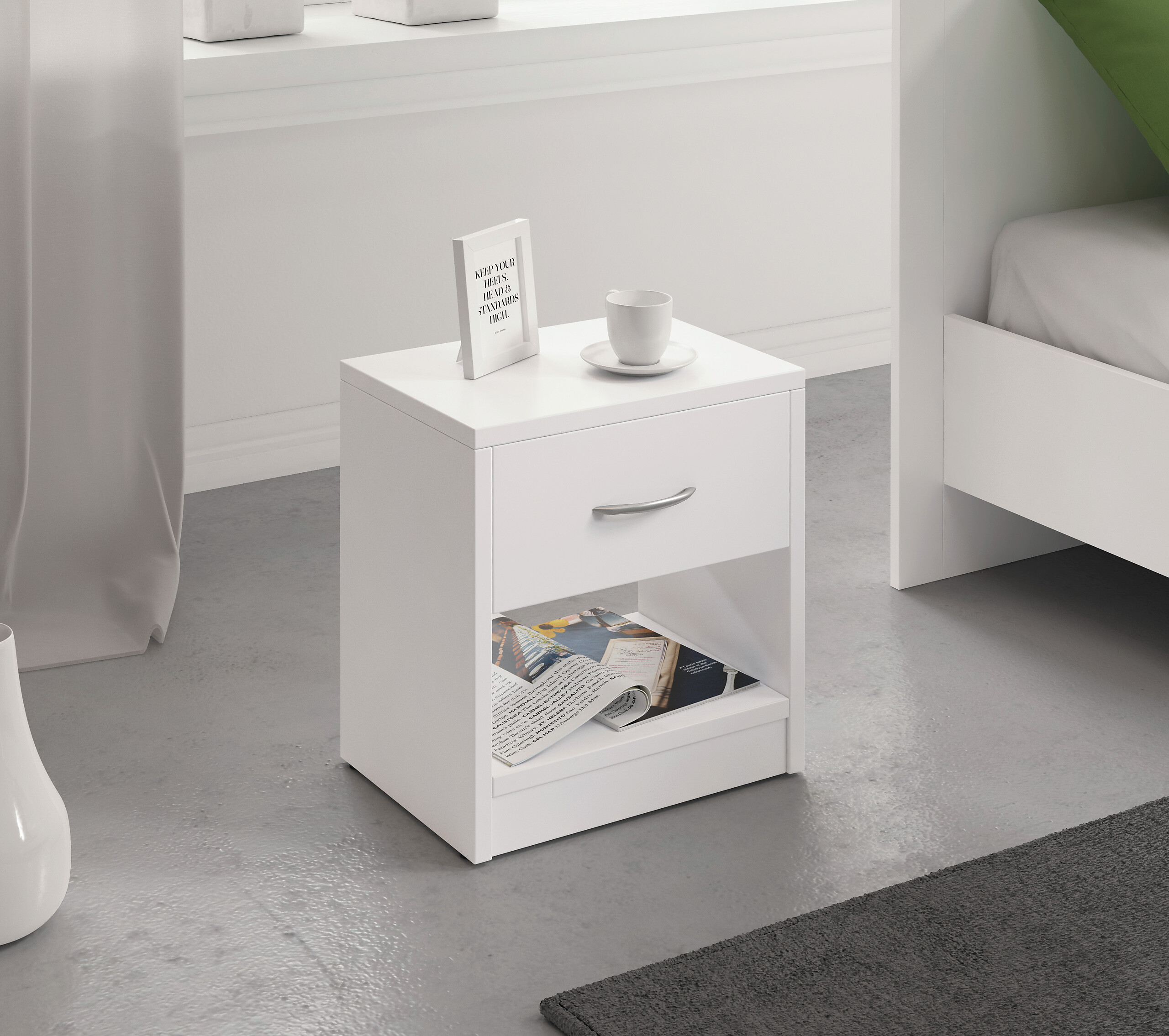 Nachtkonsole NAKA weiß B/H/T: ca. 39x41x28 cm Nachtkonsole NAKA weiß B/H/T: ca. 39x41x28 cm