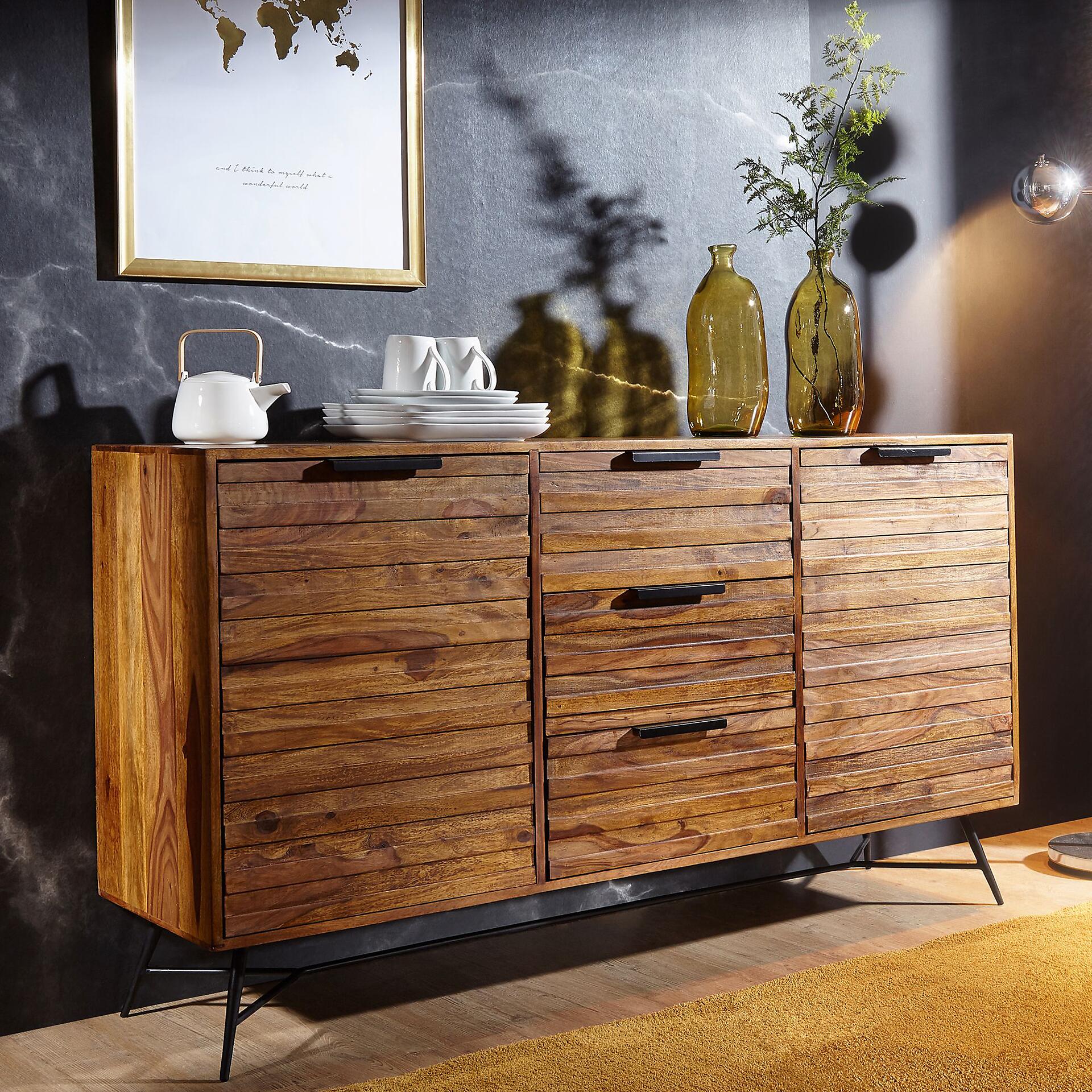 Sideboard natur schwarz B/H/T: ca. 160x88x40 cm