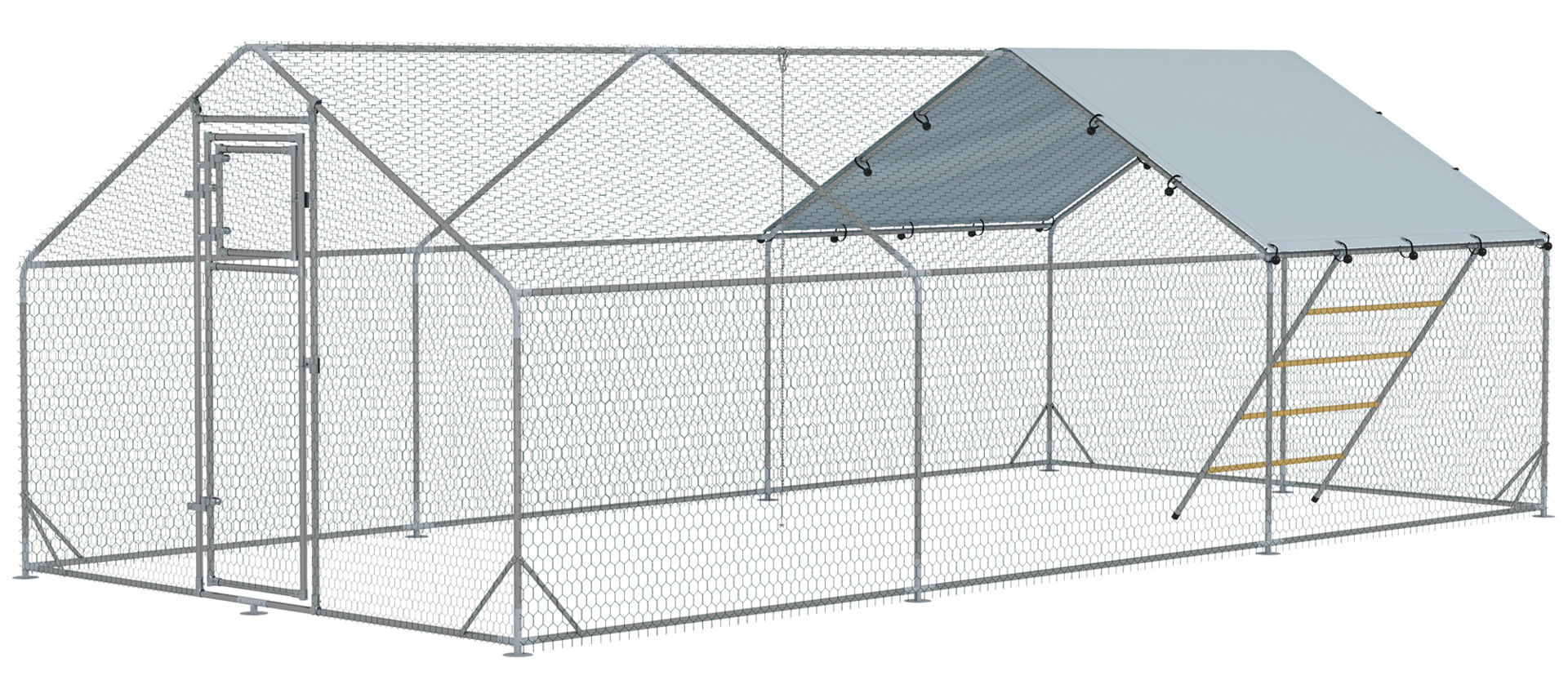 PawHut Hühnerstall silber Stahl B/H/L: ca. 600x195x300 cm