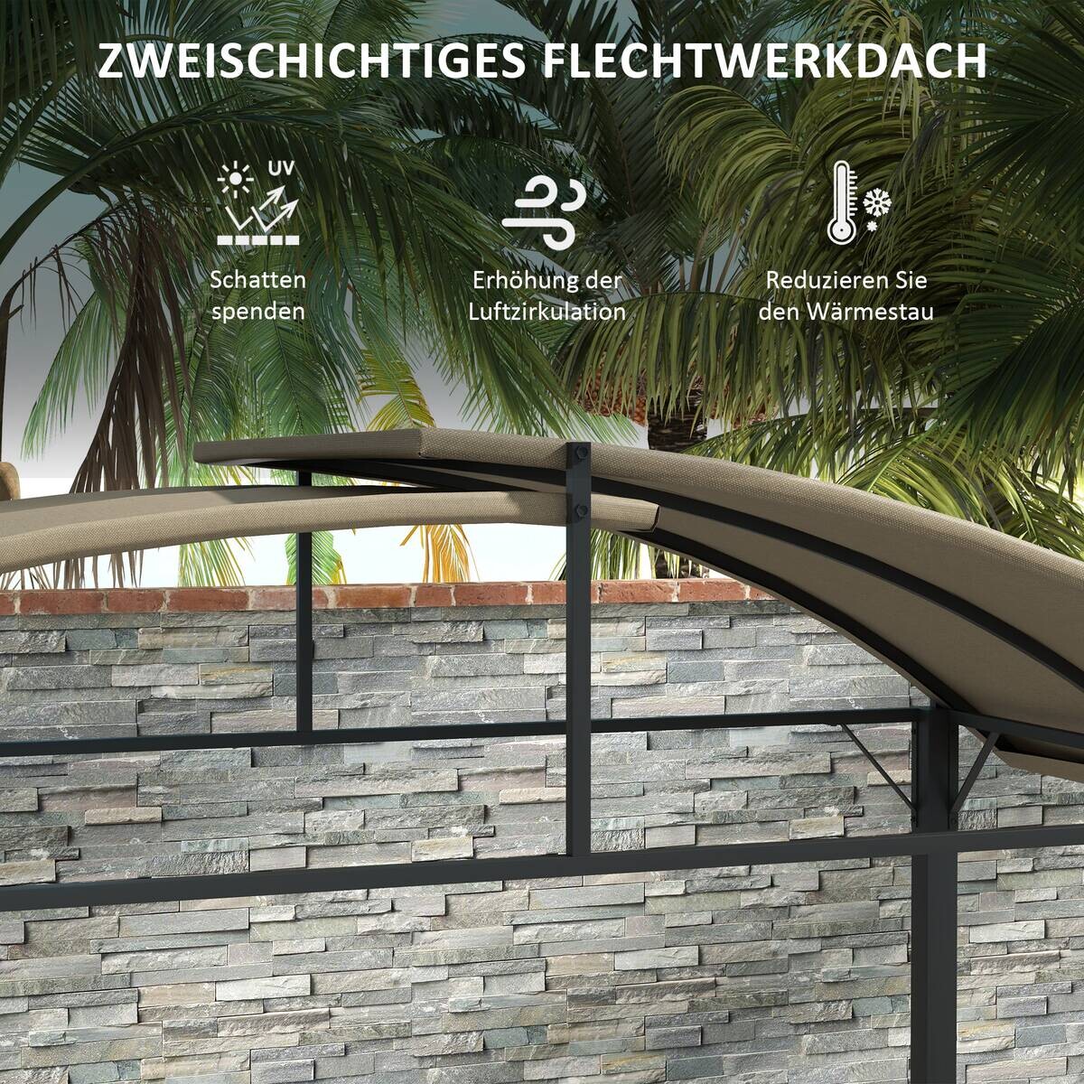 Outsunny Grillpavillon khaki Stahl B/H/L: ca. 110x235x233 cm