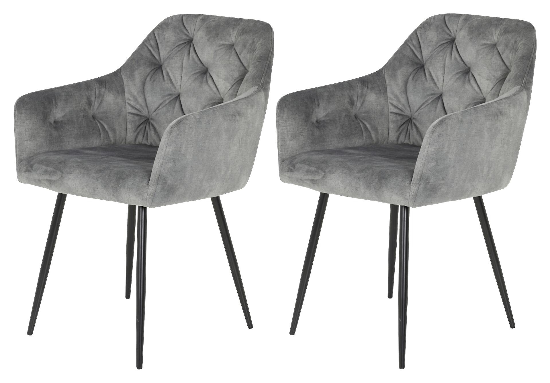 Stuhl Tina 2er Set grau Vintage Samtoptik B/H/T: ca. 56x81x62 cm