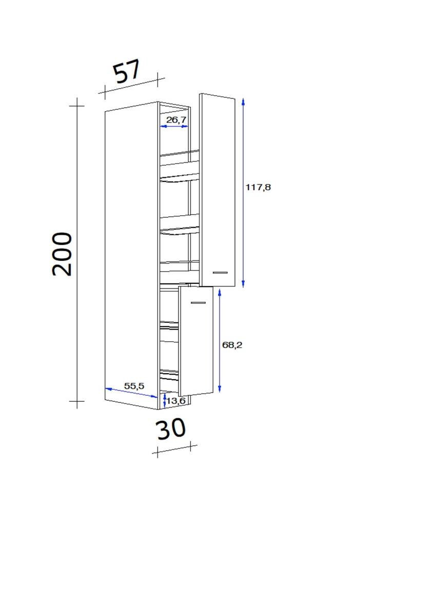 Apothekerschrank Elva anthrazit strukturiert B/H/T: ca. 30x200x57 cm