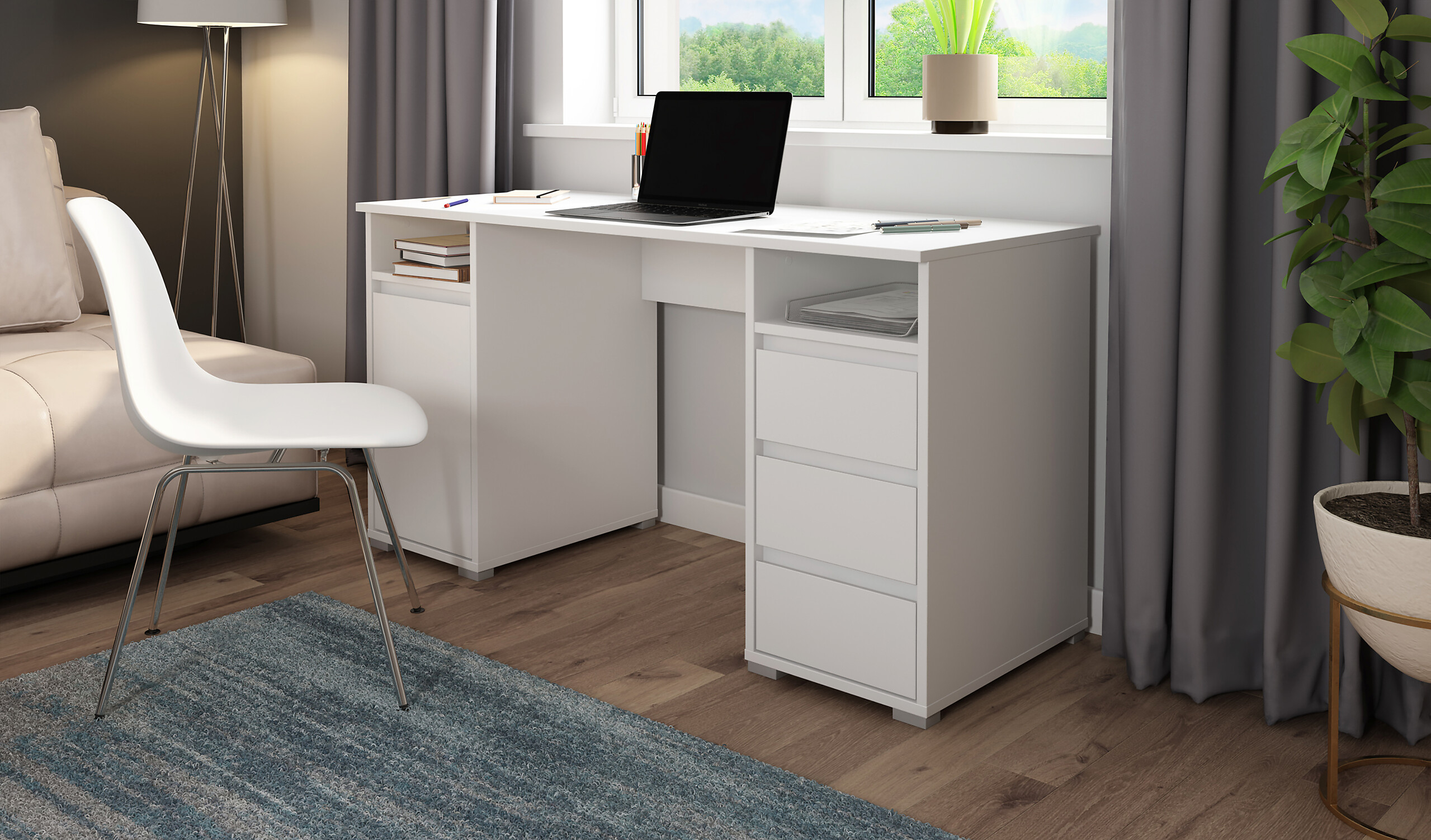 Schreibtisch LOBO weiß B/H/T: ca. 138x75x55 cm