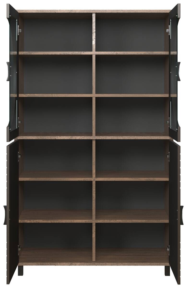 Highboardvitrine Fusion Eiche dunkel Nachbildung bronze Optik B/H/T: ca. 97x163x42 cm