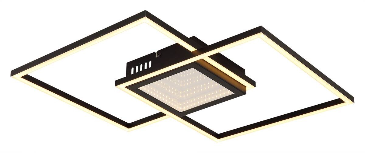 GLOBO LED-Deckenleuchte Saunders schwarz Aluminium Metall B/H/L: ca. 42,6x5x42,6 cm 1 Brennstellen