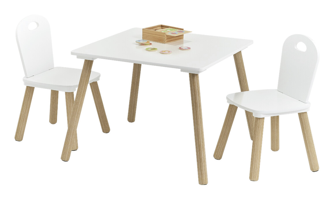 Zeller Kindertisch mit 2 Stühlen Scandi weiß Kiefer