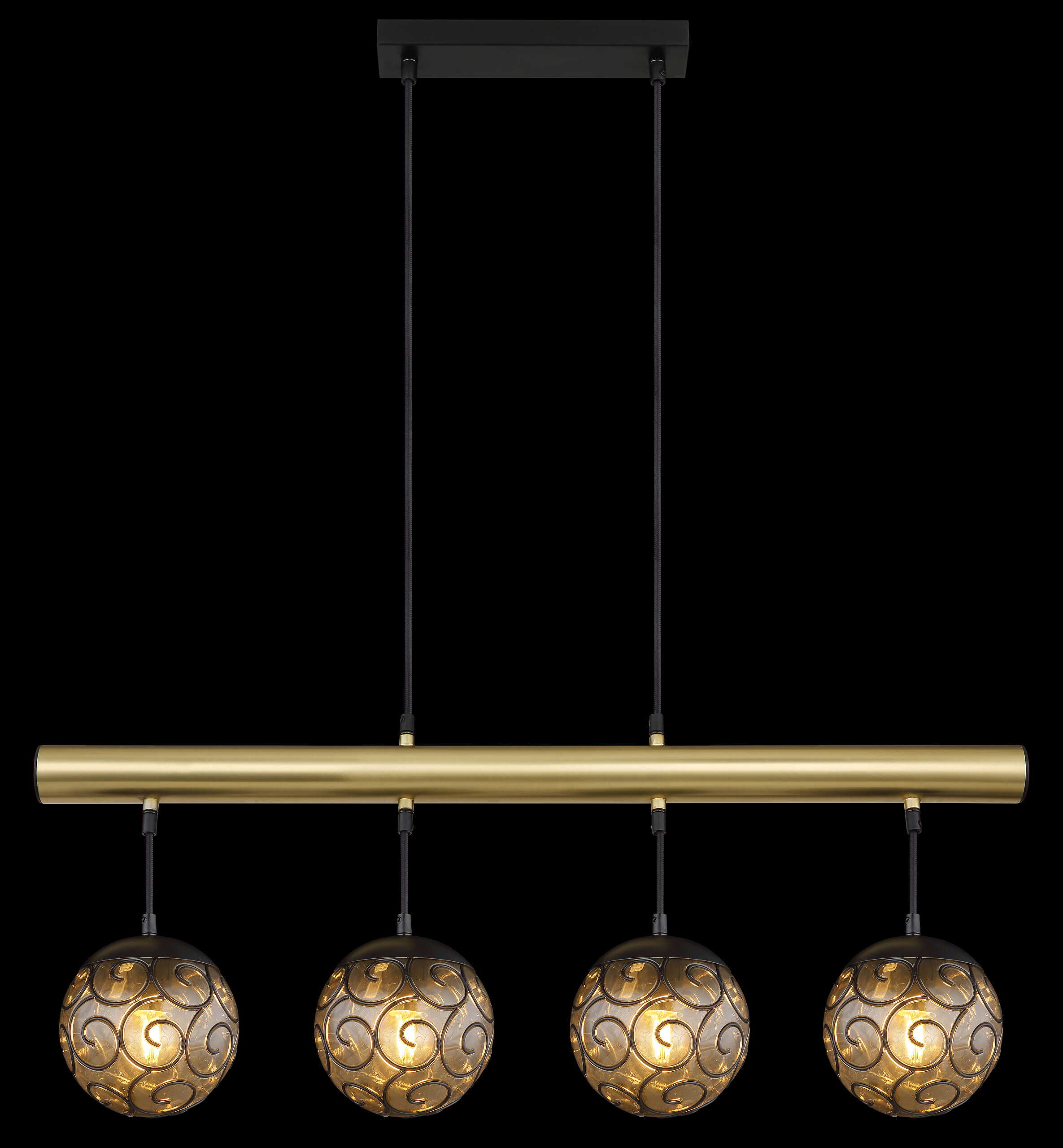 GLOBO Pendelleuchte Fitz Rauch Metall Kunststoff B/H/L: ca. 90x15x120 cm E27 4 Brennstellen