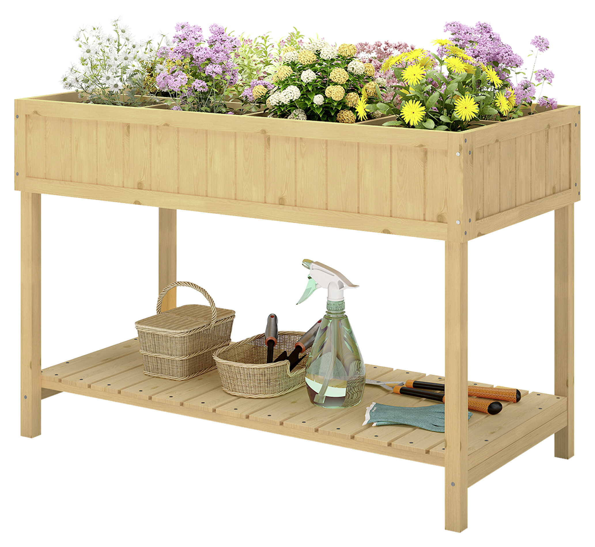 Outsunny Hochbeet Holzoptik B/H/L: ca. 46x76x110 cm