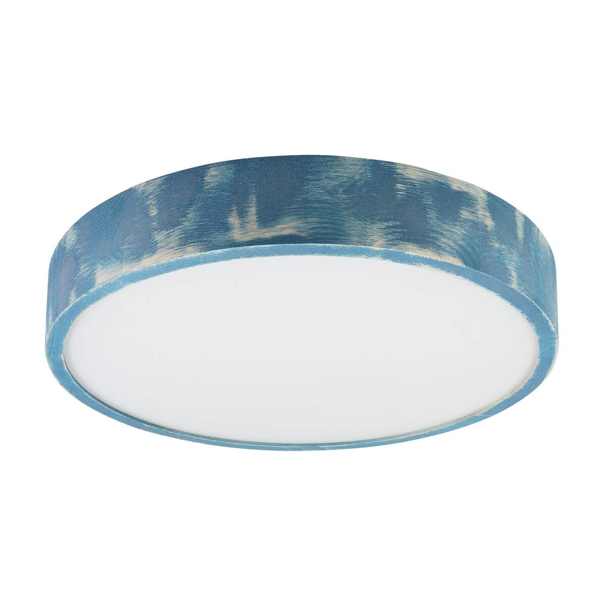 Lamkur Deckenleuchte hellbraun blau Holz Glas B/H/L: ca. 48x48x10 cm 3 Brennstellen