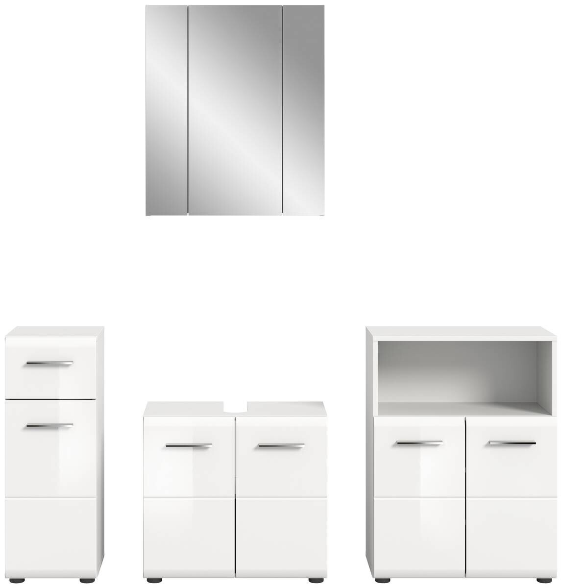 Badezimmer-Set ICE weiß weiß Hochglanz B/H/T: ca. 180x190x32 cm