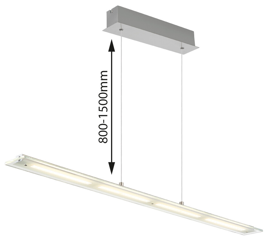 GLOBO Hängeleuchte klar nickel Metall Glas B/H/L: ca. 9x150x115 cm 1.0 Brennstellen