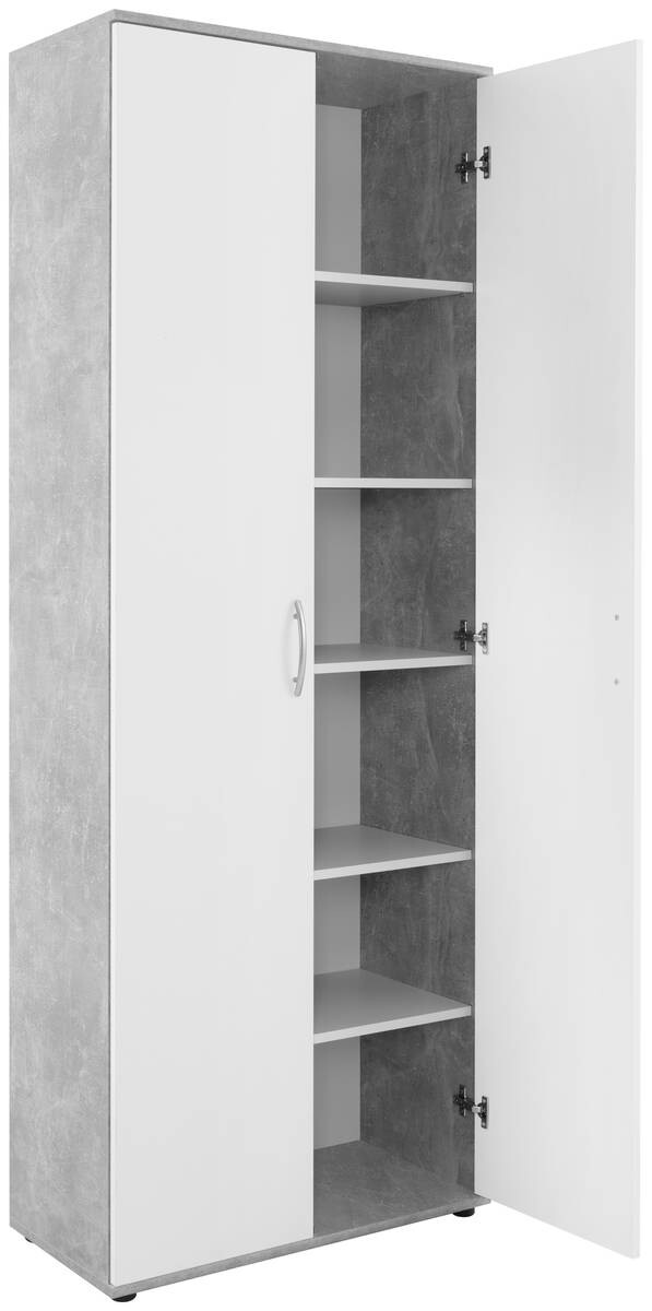Mehrzweckschrank Andy 3 Beton Optik weiß B/H/T: ca. 70x187x34 cm