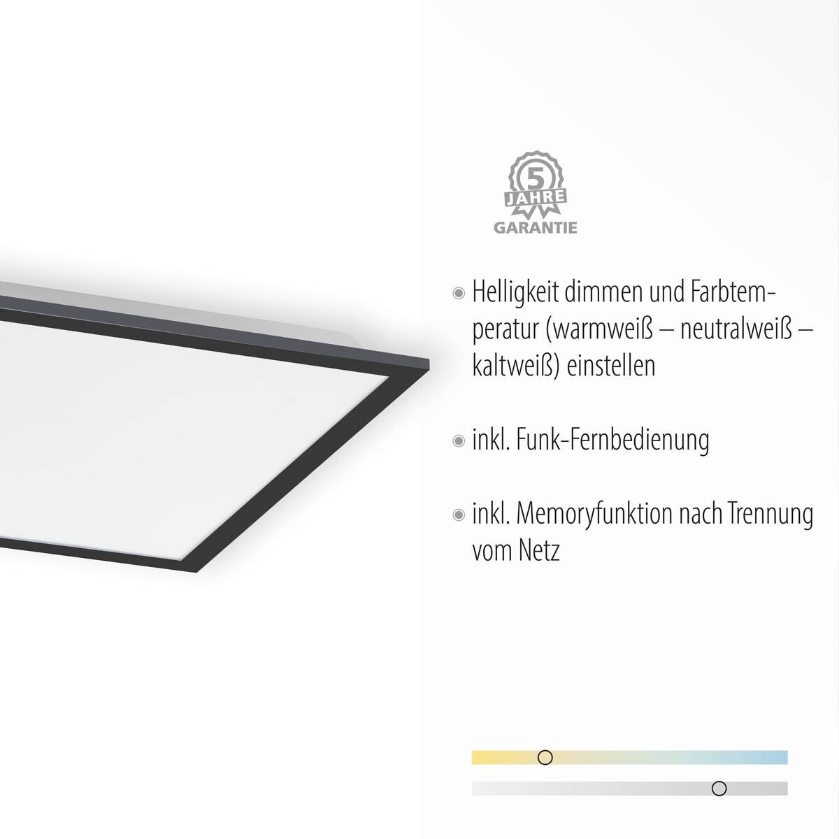 Just Light LED-Deckenpanel FLAT 14755-18 schwarz weiß Kunststoff Metall B/H/T: ca. 44,5x7x44,5 cm 1 Brennstellen