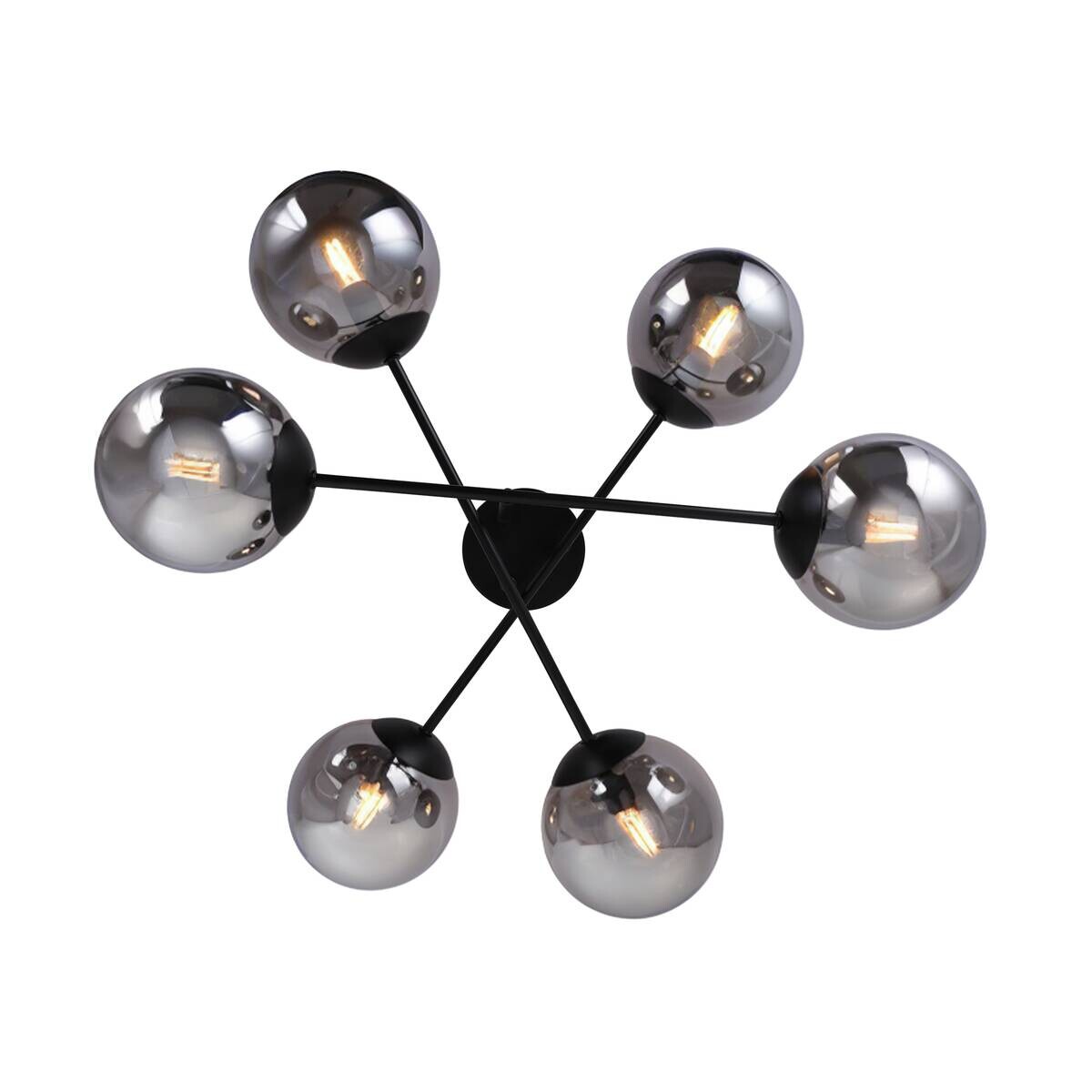 POCOline Deckenleuchte Space schwarz Rauchglas B/H/T: ca. 66x30x66 cm E14 6 Brennstellen