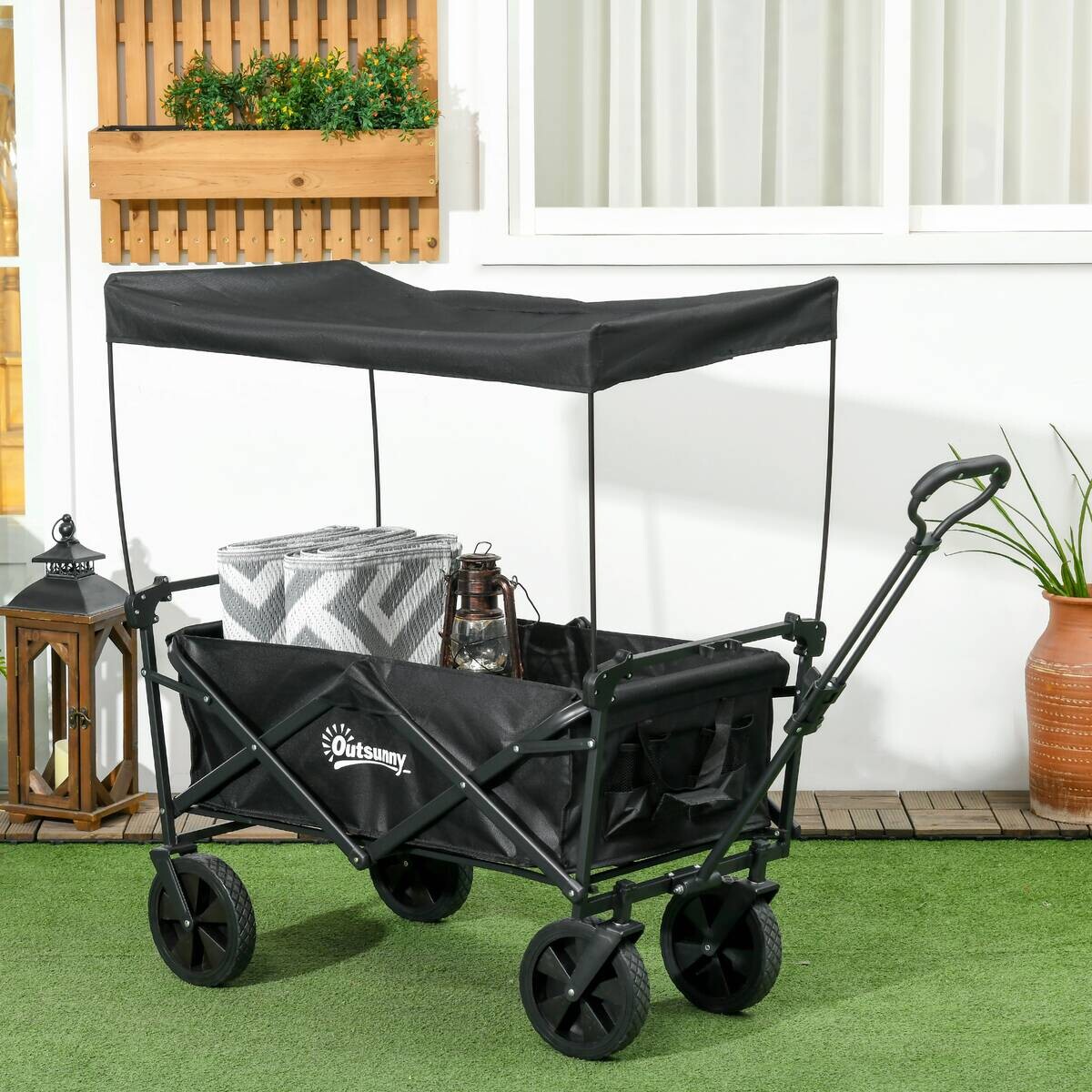 Outsunny Bollerwagen schwarz B/H/L: ca. 52x97x105 cm