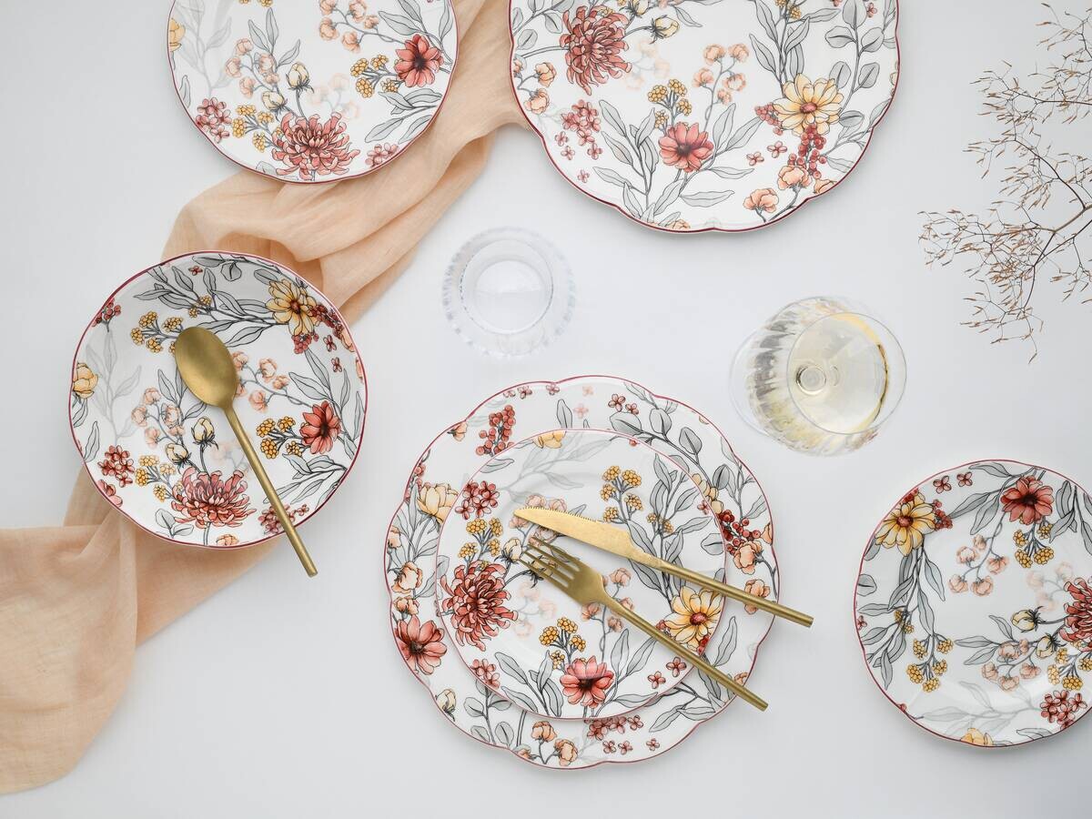 CreaTable Tafelservice Fiore bunt Steingut 12 tlg.