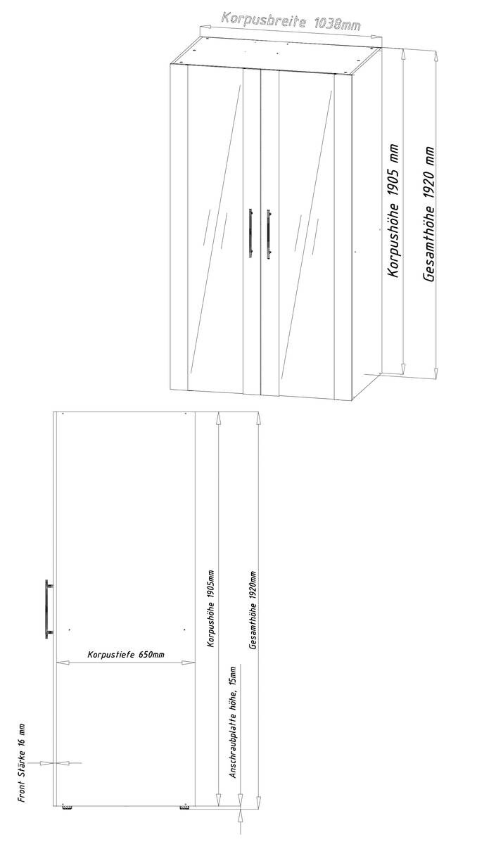 Respekta Schrankküche Economy schwarz matt B/H/T: ca. 104x193x67 cm