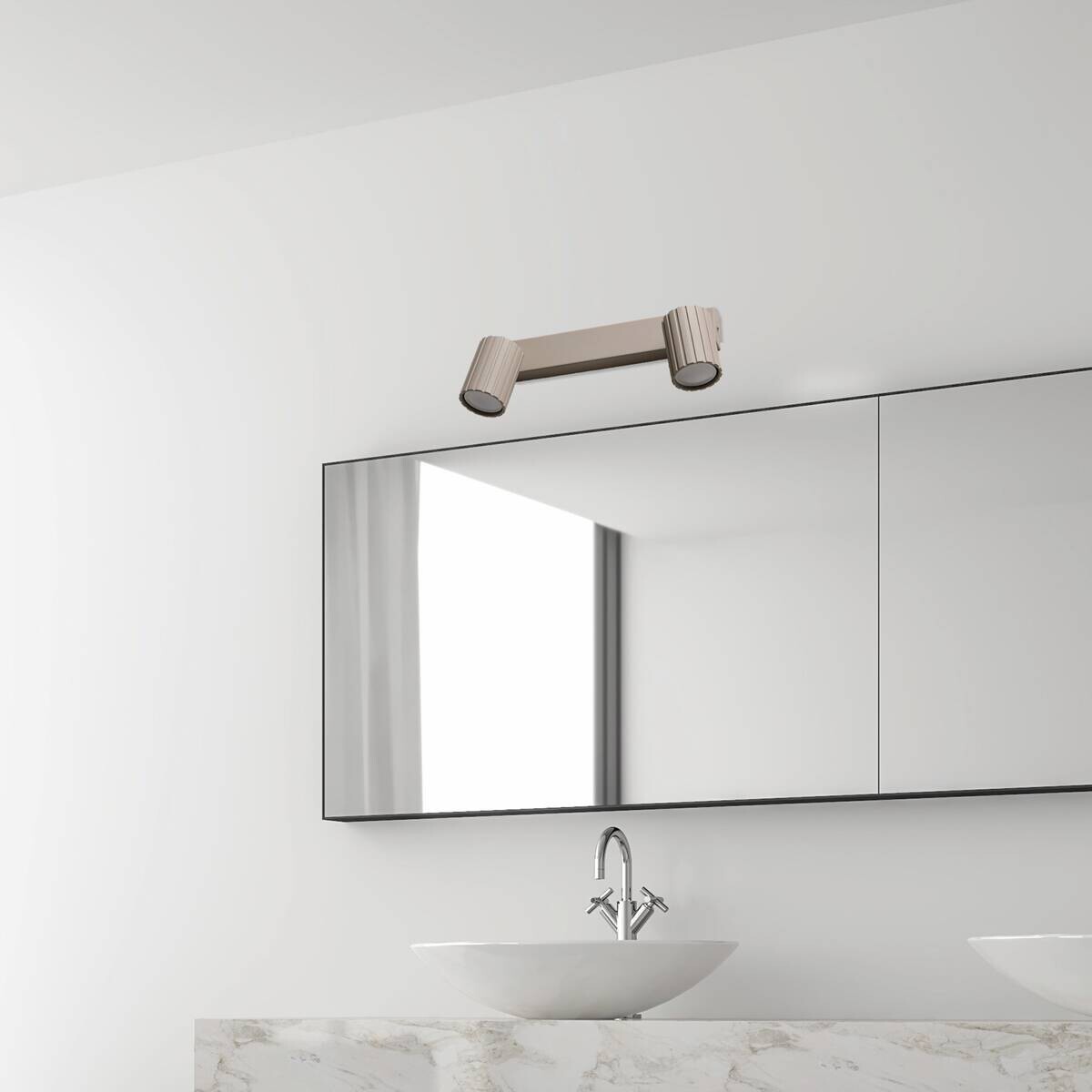 Lamkur Strahler Prisma beige Stahl B/H/L: ca. 6,5x16,5x30 cm 2 Brennstellen