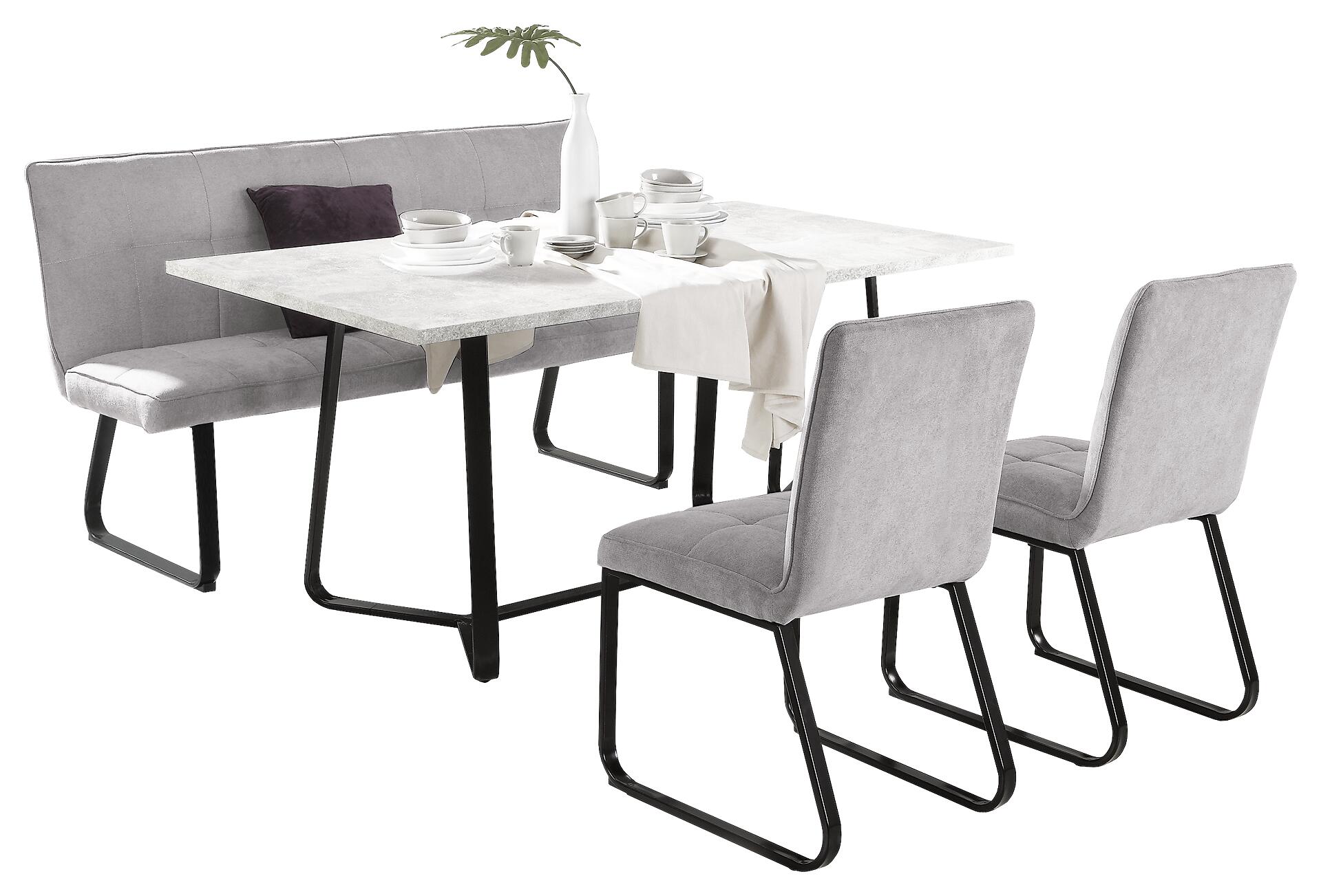 Stuhl TALEA  2er-Set hellgrau schwarz Webstoff Metall B/H/T: ca. 46x86x55 cm