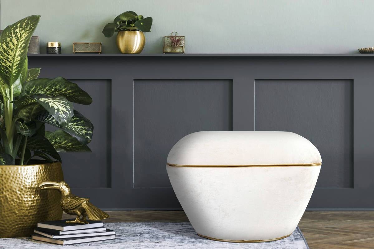 360 Living Hocker Contessa 100 elfenbein gold B/H/T: ca. 60x42,5x60 cm