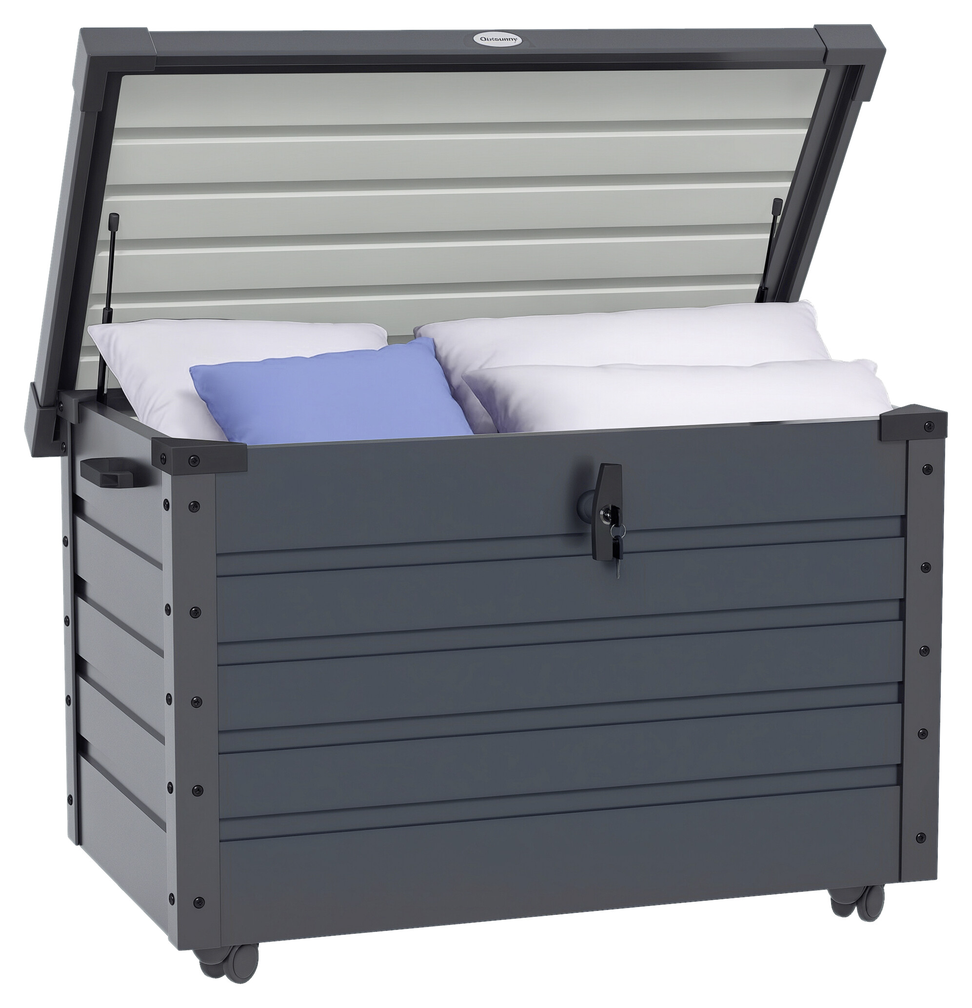 Outsunny Auflagenbox dunkelgrau Stahl B/H/L: ca. 62x65x100 cm