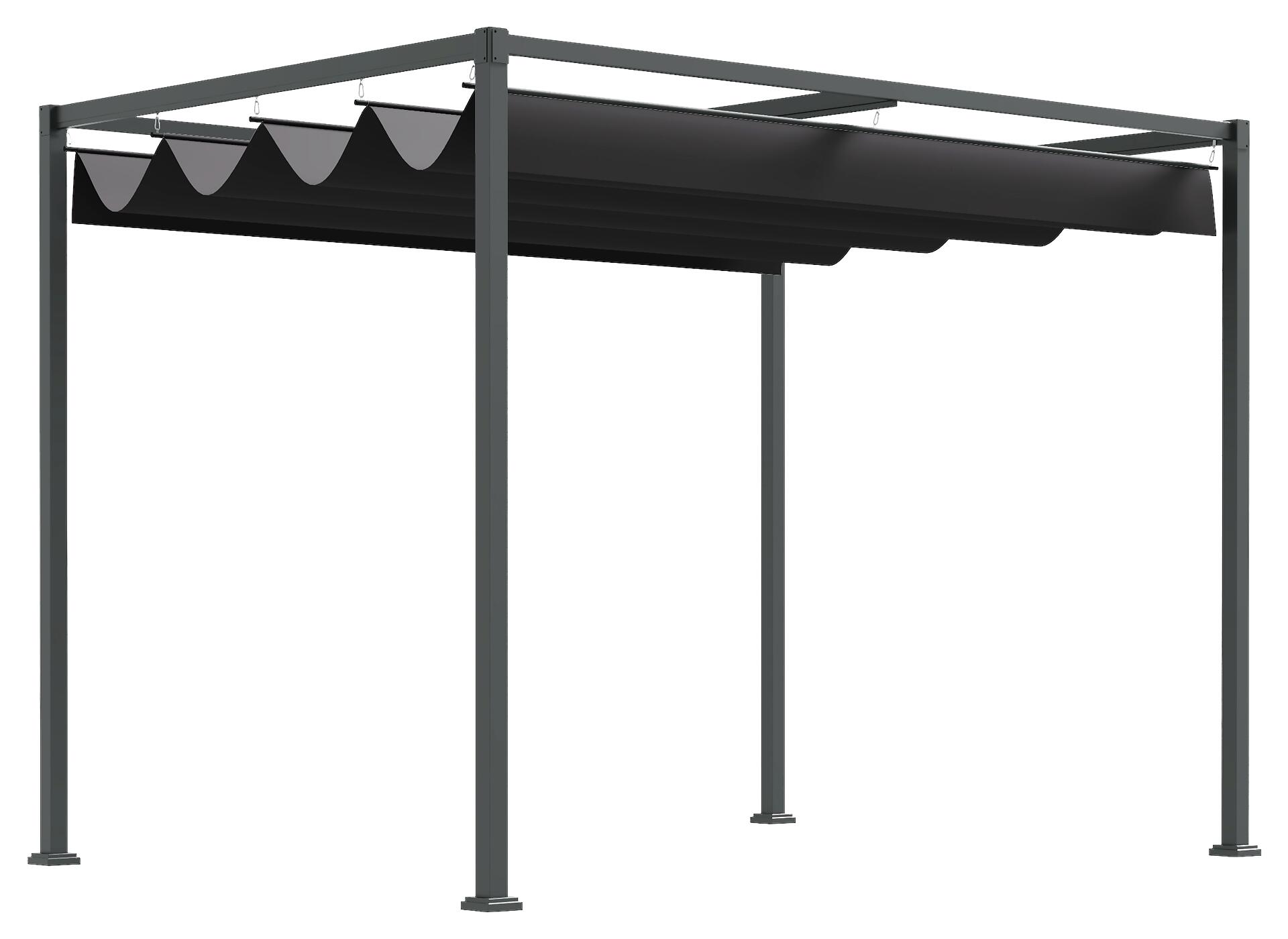 Outsunny Pergola mit Schiebedach schwarz Metall B/H/L: ca. 213x221x298 cm