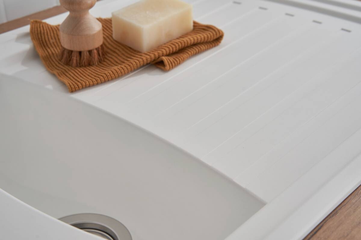 Respekta Einbauspüle Boston 100 x 50 W weiß Mineralite B/H/T: ca. 100x20x50 cm