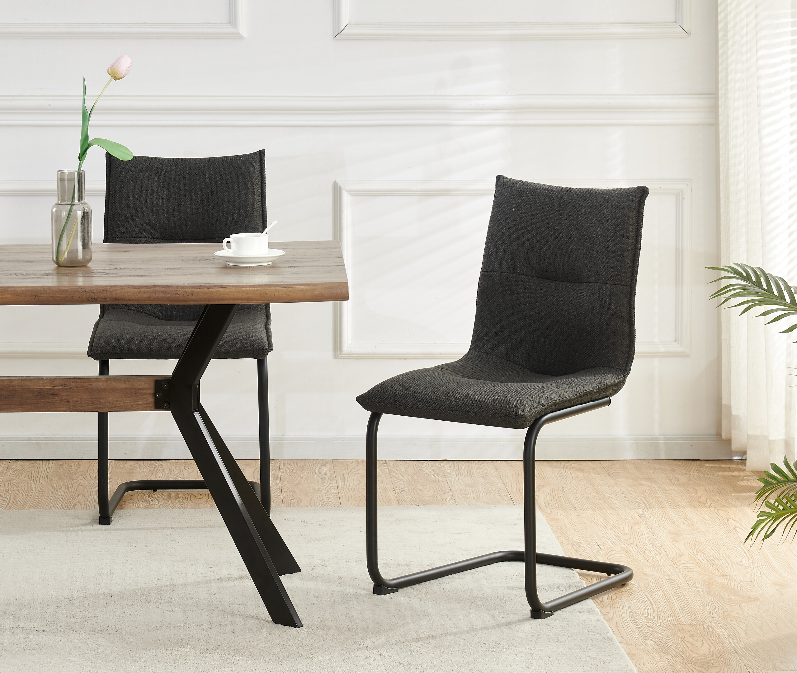 Schwingstuhl SONJA, 2er Set anthrazit Webstoff B/H/T: ca. 46x89x57 cm