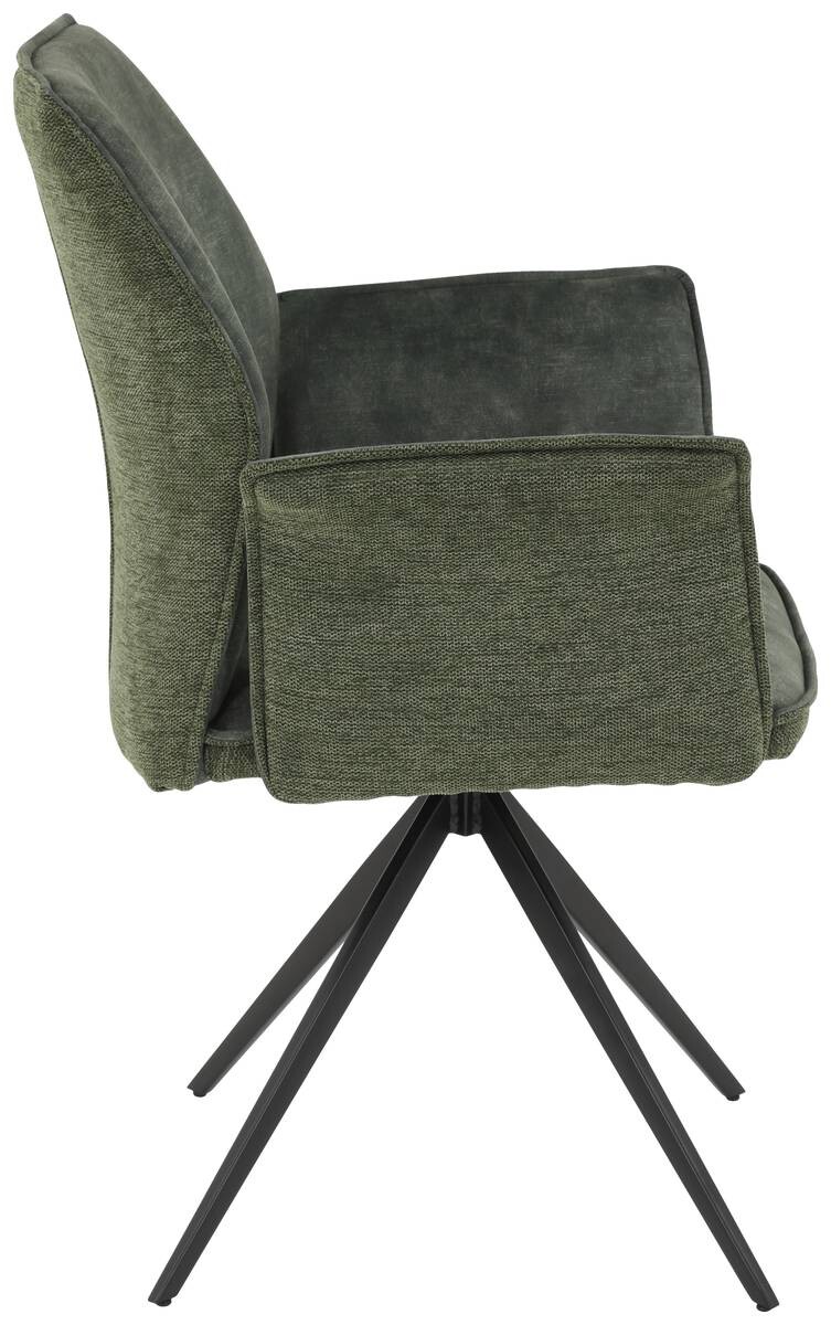 Armlehnstuhl 4er Set SUSANNE grün Vintage schwarz Webstoff Metall Microfaser B/H/T: ca. 65x92x64 cm