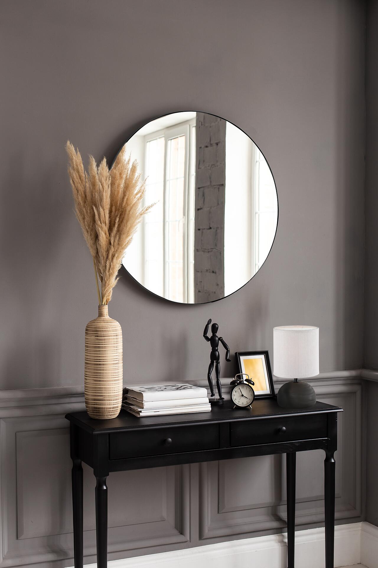 Metallspiegel Esra schwarz D: ca. 50 cm