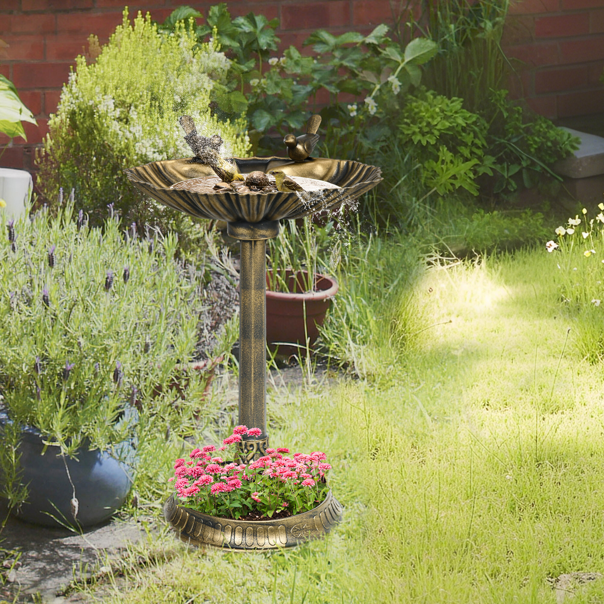 Outsunny Vogeltränke bronze Kunststoff B/H/L: ca. 38x81x49,5 cm