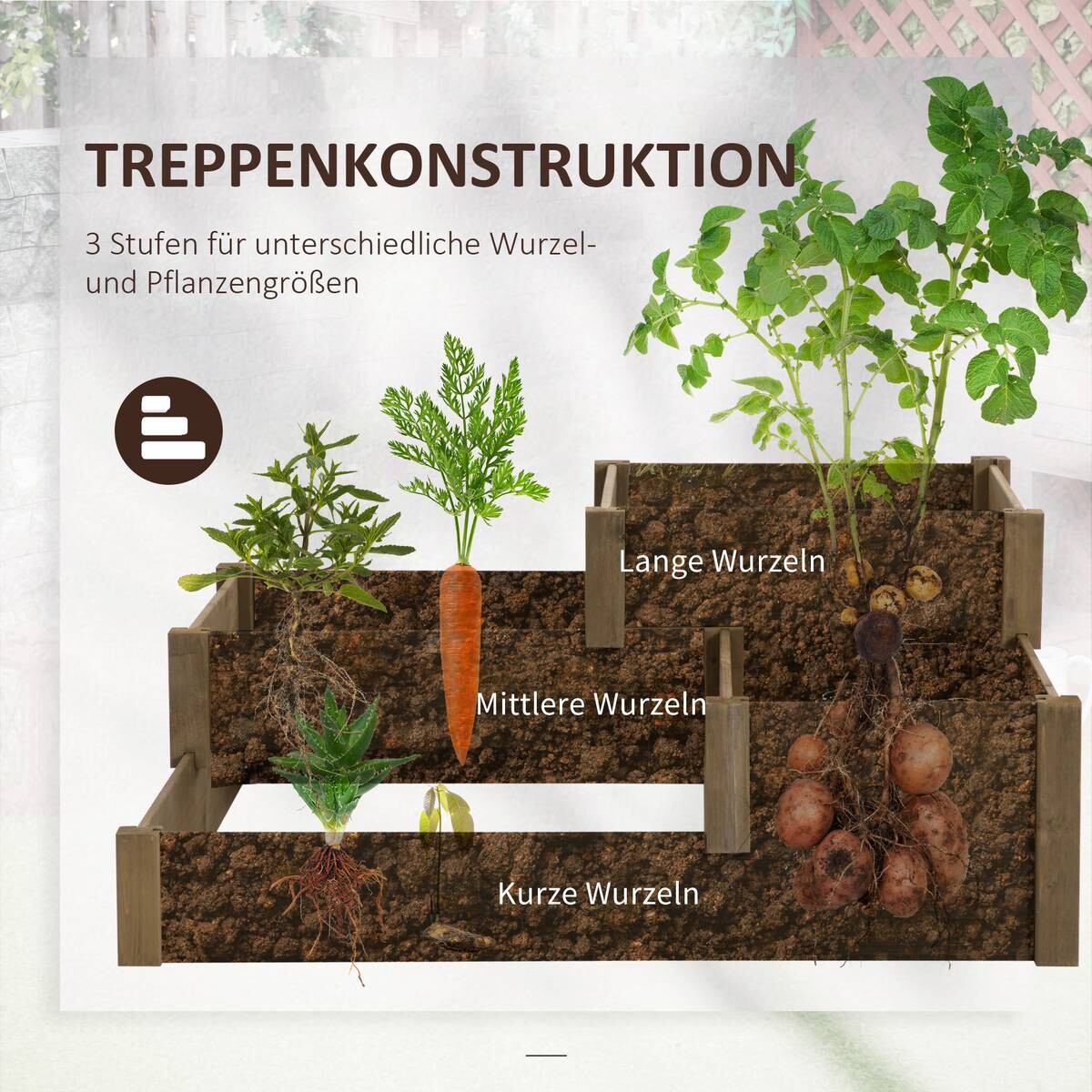 Outsunny Hochbeet braun B/H/L: ca. 122x51x122 cm