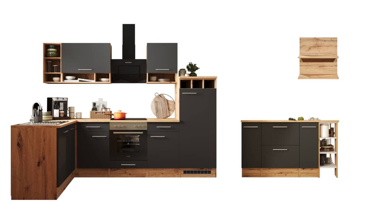 Respekta Winkelküche Hilde grau matt B/H/T: ca. 280x205x172 cm