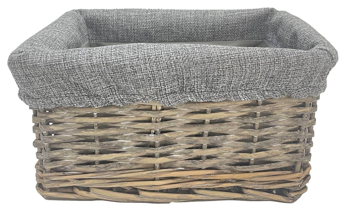 Korb grau Weide B/H/L: ca. 18x12x24 cm